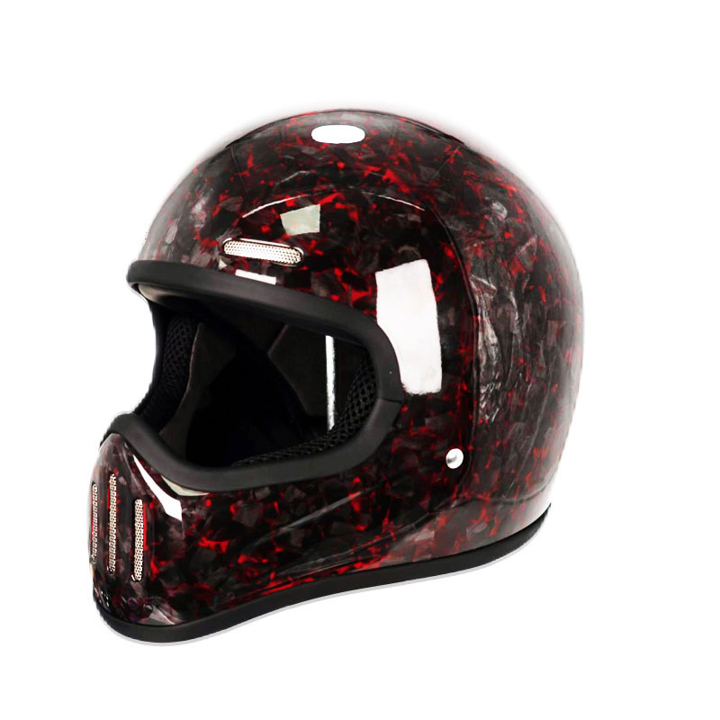 Carbon Fiber Lightweight Motorcycle Helmet - 레트로 탄소 섬유 풀페이스 헬멧, 개성