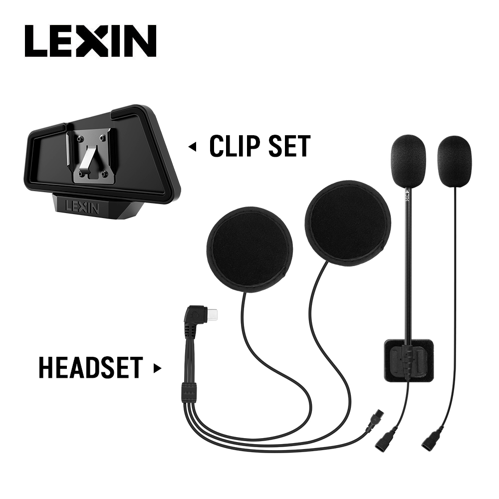 Full Face Motorcycle Helmet With Bluetooth - LEXIN LX-B4FM-X 인터콤 헤드셋&클립 세트(고품질, 큰