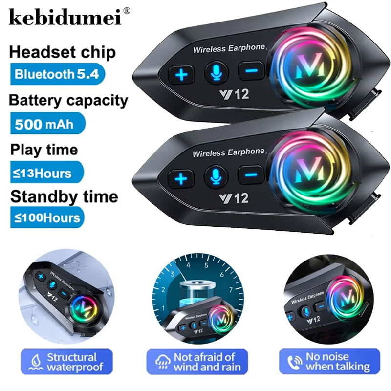 Full Face Motorcycle Helmet With Bluetooth - Y12 듀얼 마이크 오토바이 헬멧 헤드셋