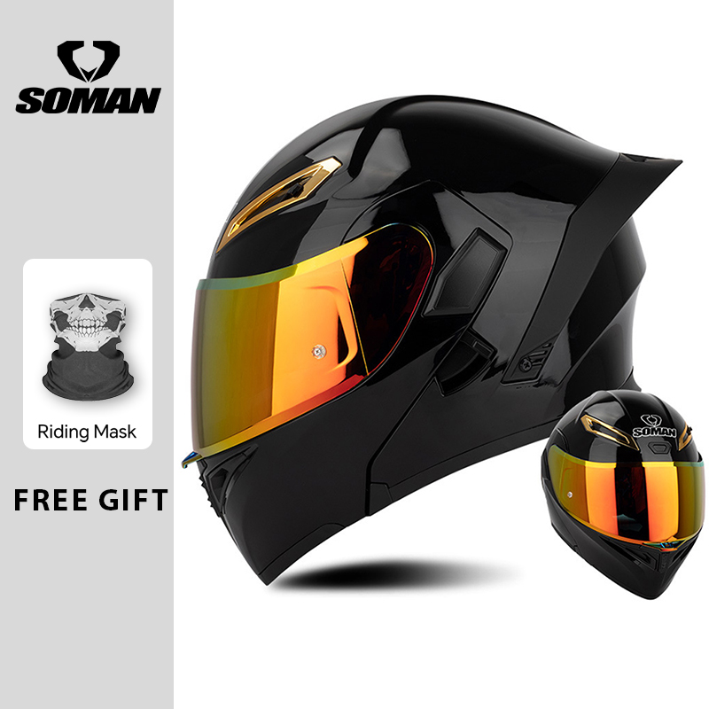 Dual Visor Motorcycle Racing Helmet - 유니섹스 DOT 승인 듀얼 바이저 플립업