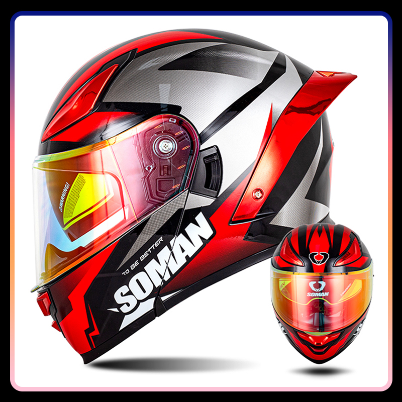 Modular Flip Up Motorcycle Helmet Dot Approved - 남성용 오토바이 헬멧 듀얼 렌즈 플립업