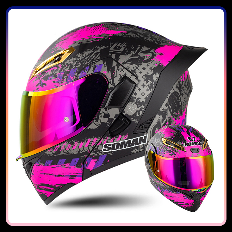 Modular Flip Up Motorcycle Helmet Dot Approved - 남성 여성 오토바이 헬멧 풀 페이스