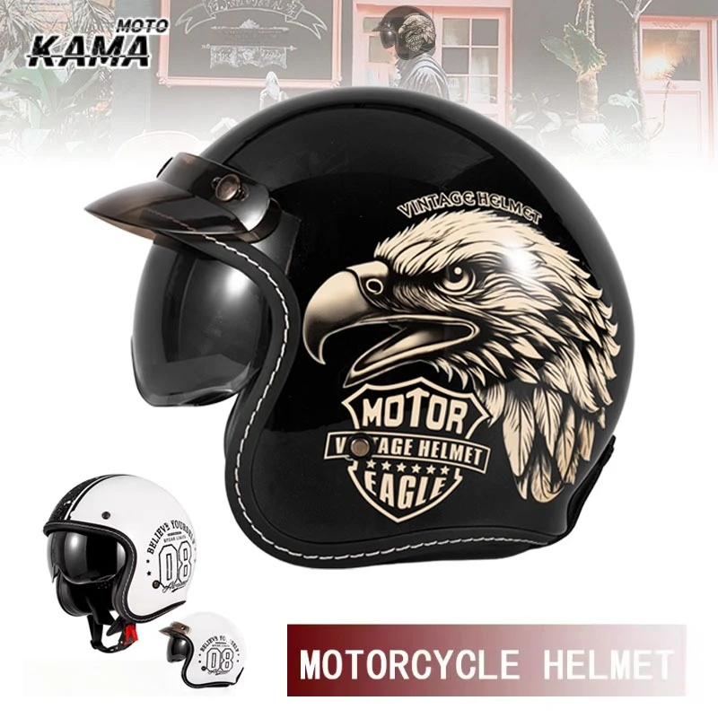 Vintage Open Face Retro Helmet - 오픈 페이스 오토바이 헬멧 빈티지 모토