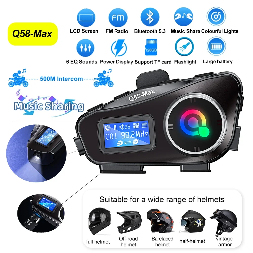 대형 스크린 디스플레이 헬멧 인터콤 오토바이 블루투스  - Universal Motorcycle Helmet Intercom Headset 리뷰 및 가격