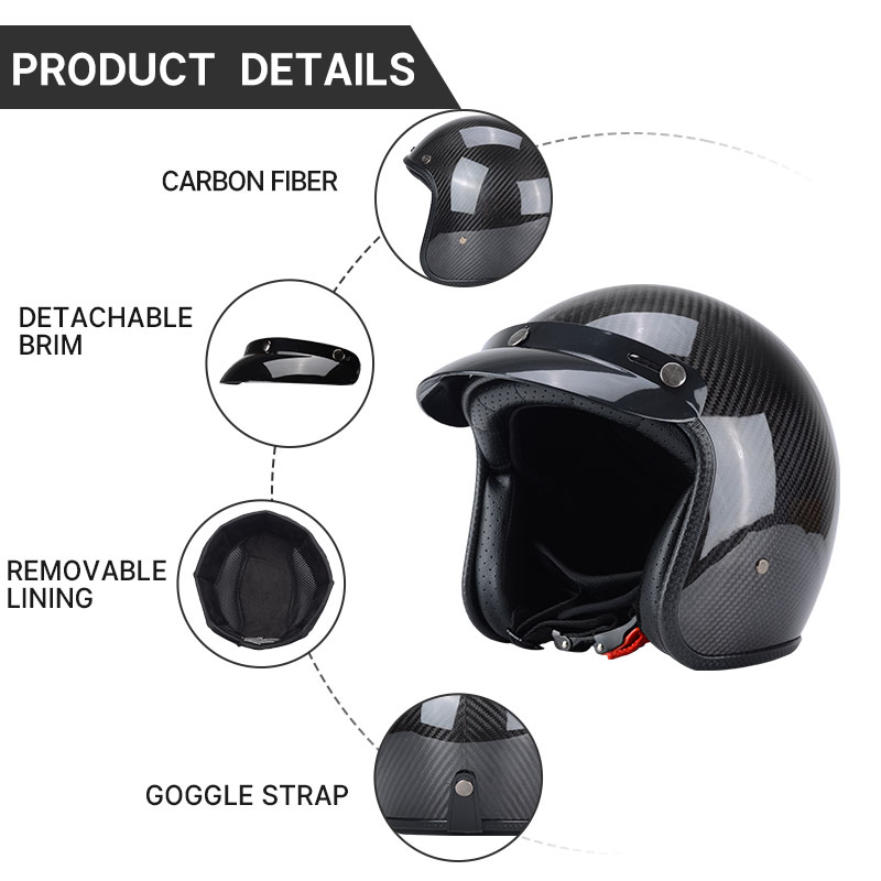 슈퍼 경량 탄소 섬유 빈티지 헬멧 3/4 제트 스쿠터  - Carbon Fiber Lightweight Motorcycle Helmet 리뷰 및 가격