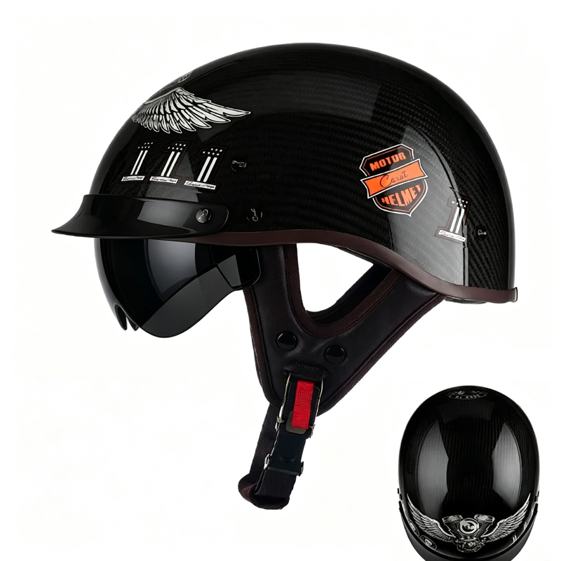 탄소 섬유 오토바이 하프 헬멧, 남성 및 여성을 위한  - Carbon Fiber Lightweight Motorcycle Helmet 리뷰 및 가격