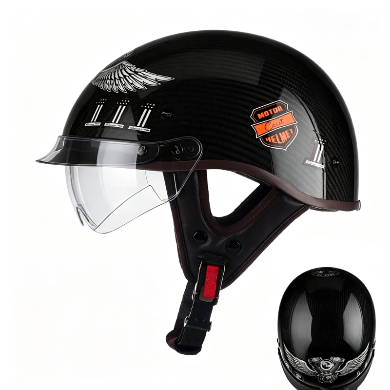 탄소 섬유 오토바이 하프 헬멧, 남성 및 여성을 위한  - Carbon Fiber Lightweight Motorcycle Helmet 리뷰 및 가격